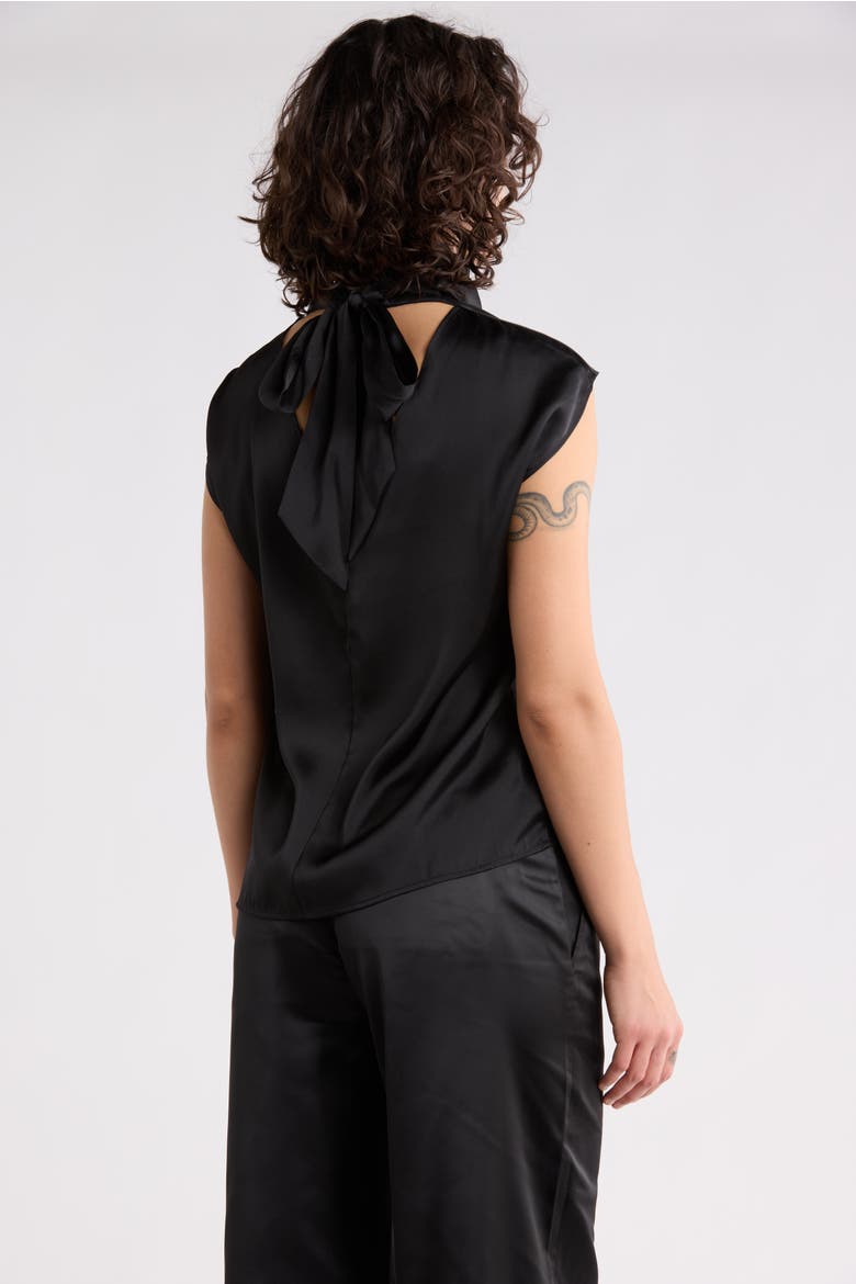 Scarf Satin Top, Alternate, color, BLACK