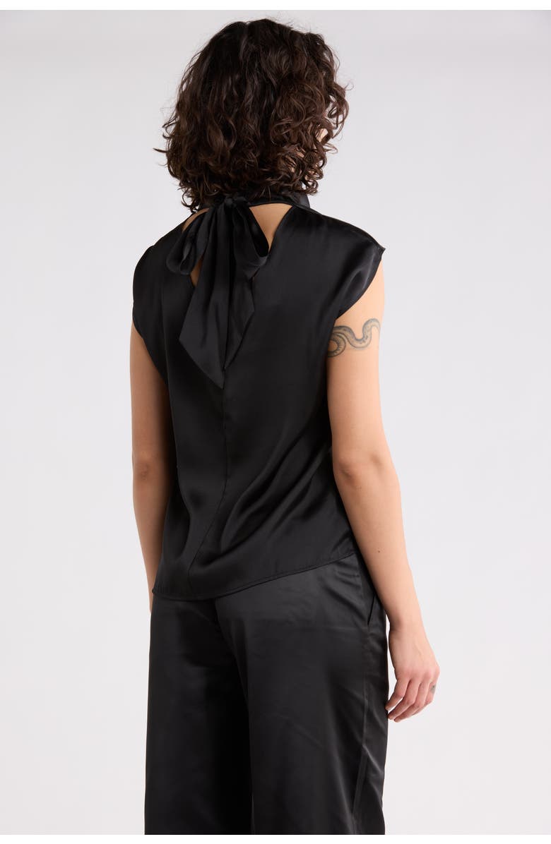 Sanctuary Scarf Satin Top, Alternate, color, Black