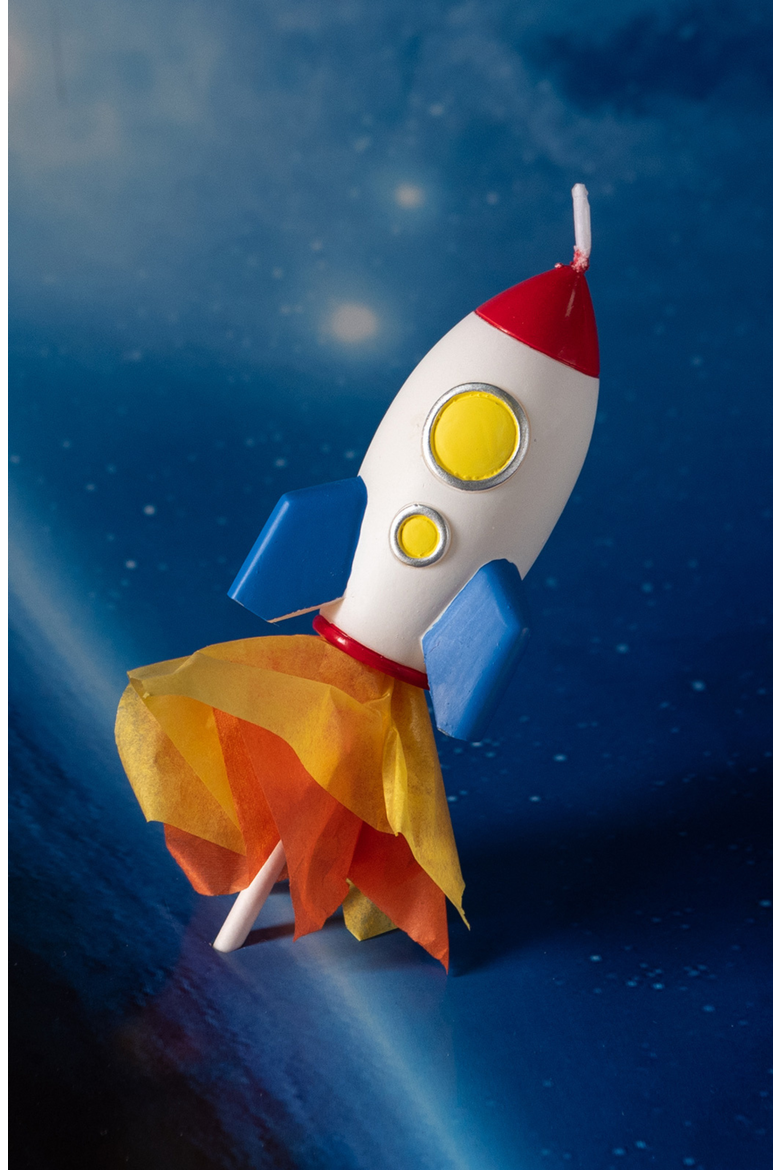 Rocket Candle Cake Topper, Alternate, color, Rocket