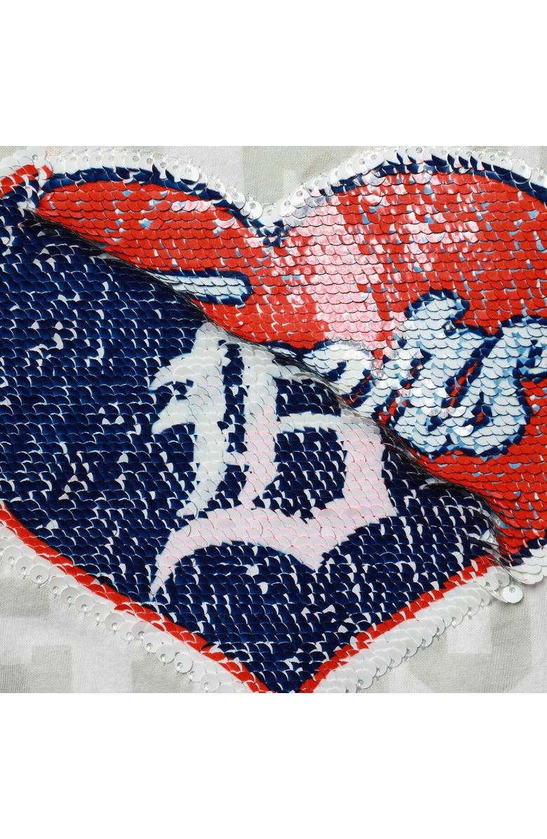 New Era Girls Youth New Era White Detroit Tigers Flip Sequin Heart Crop Top, Alternate, color, 