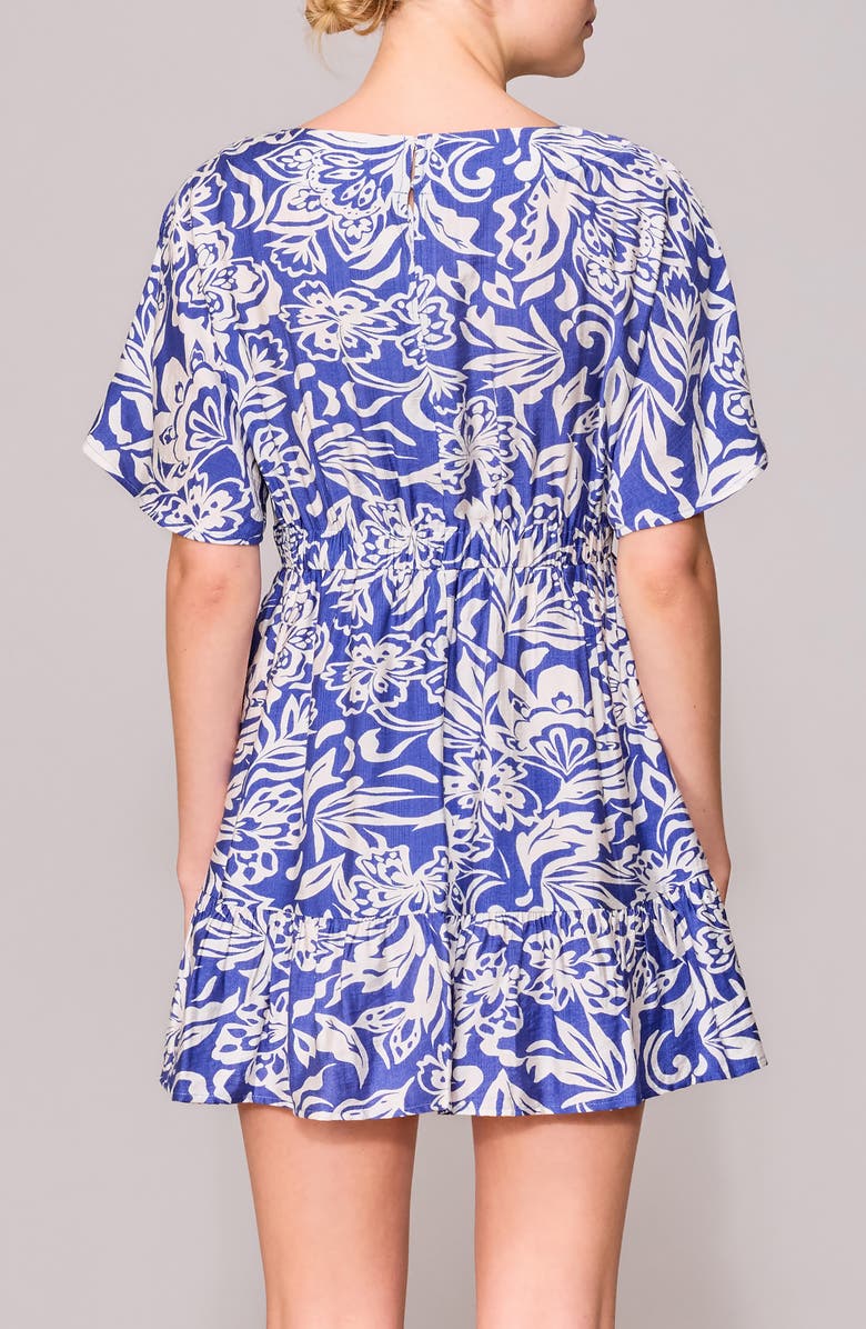 MELLODAY Floral Print Minidress, Alternate, color, Blue/ White Paisley