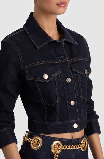 Alice + Olivia Chloe Boxy Crop Denim Jacket | Nordstrom