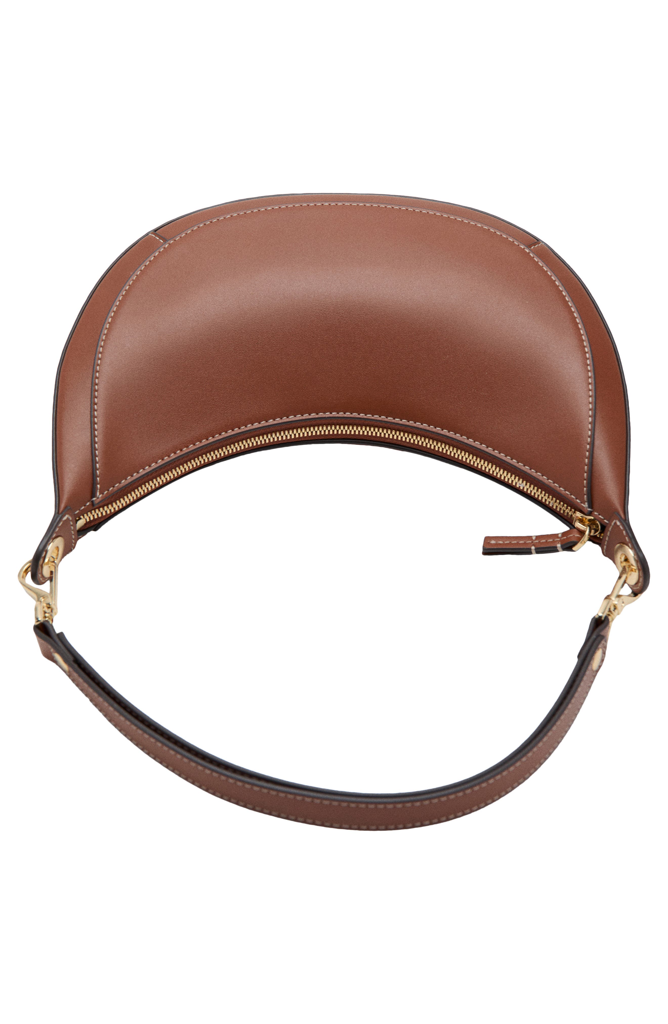 MANGO Oval Faux Leather Shoulder Bag, Alternate, color, Leather