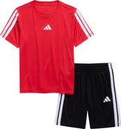 adidas Kids' 3-Stripes Recycled Polyester T-Shirt & Shorts Set