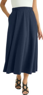 Jessica London Soft Ease Cotton Knit Swing Skirt