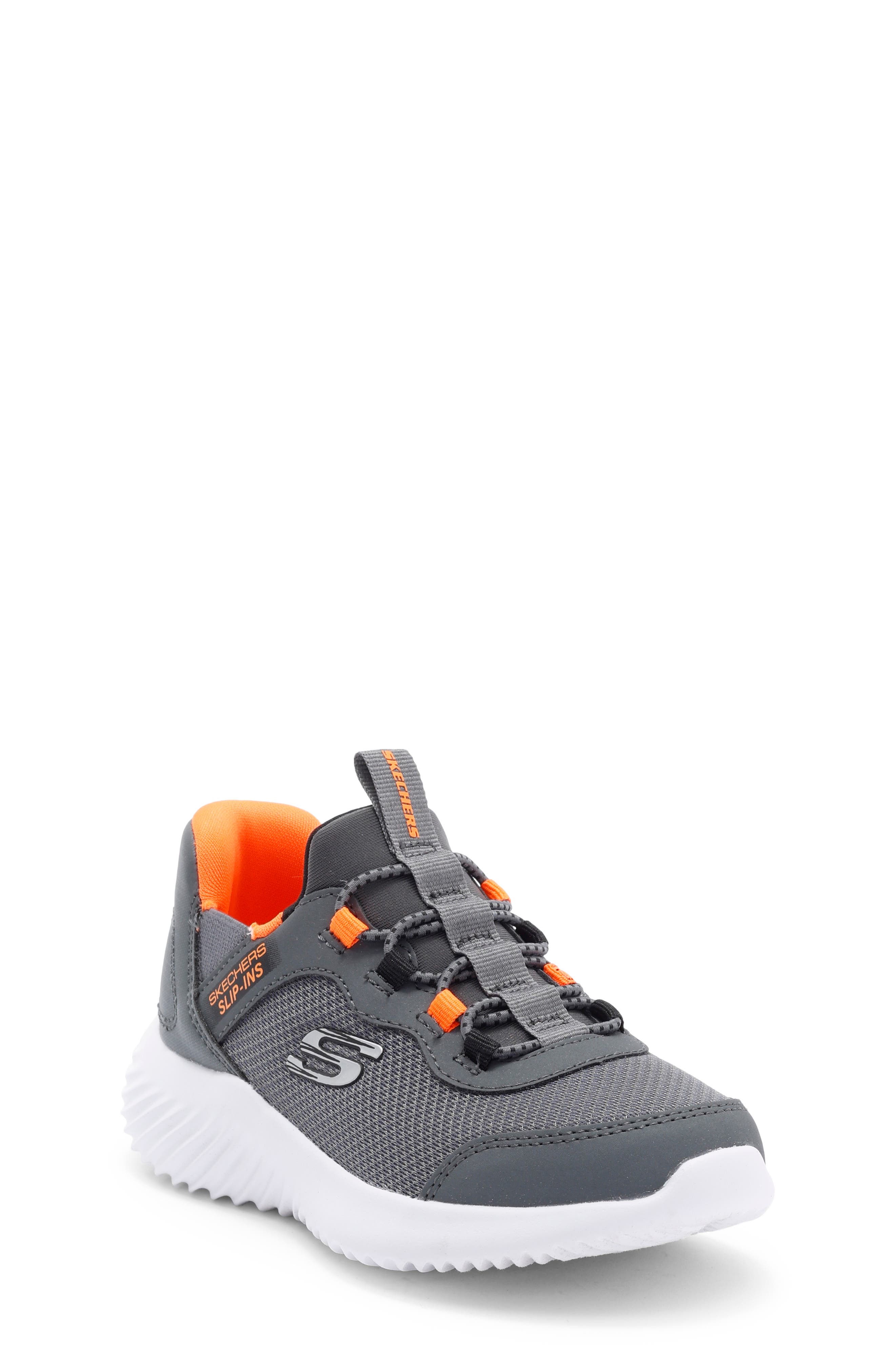 SKECHERS Kids' Slip-Ins Bounder Sneaker, Main, color, Grey/ Orange