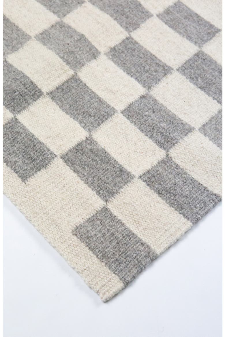 Zapptec Grey Checkered Handwoven Flatweave Wool Rug, Alternate, color, Grey