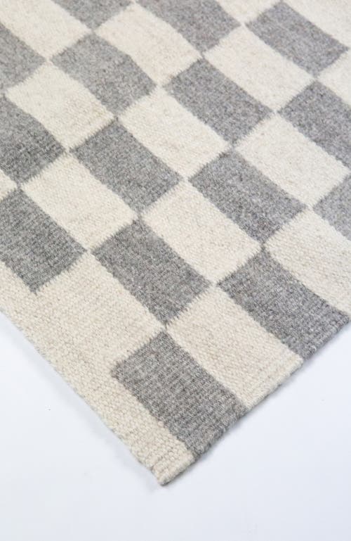 Archive New York Zapptec Grey Checkered Handwoven Flatweave Wool Rug In Gray