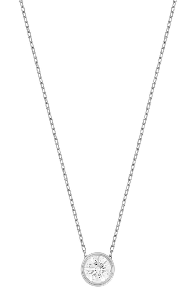 Bony Levy Bezel Diamond Solitaire Pendant Necklace, Main, color, 18K White Gold/ Diamond
