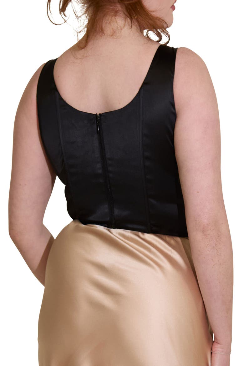 Alyssa Fuller Bust Satin Corset Top, Alternate, color, Black