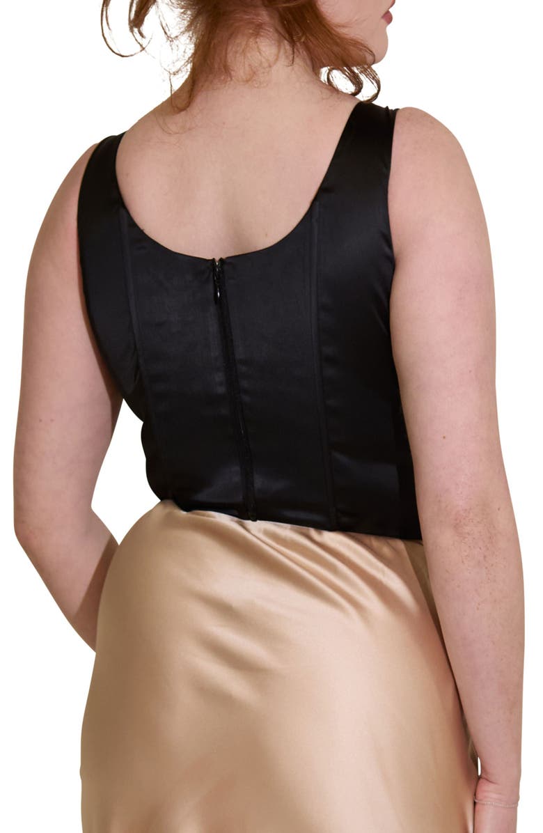 Taideux Alyssa Fuller Bust Satin Corset Top, Alternate, color, Black