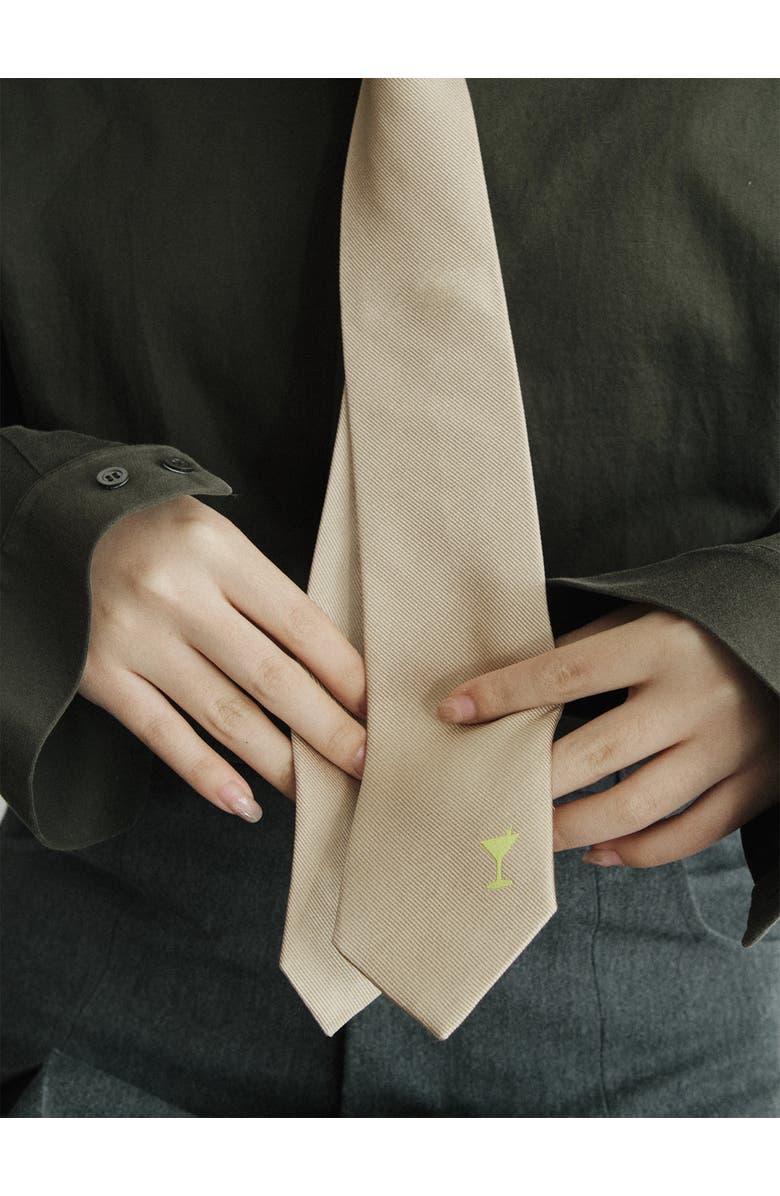 Lost Pattern Silk Tie, Alternate, color, Khaki
