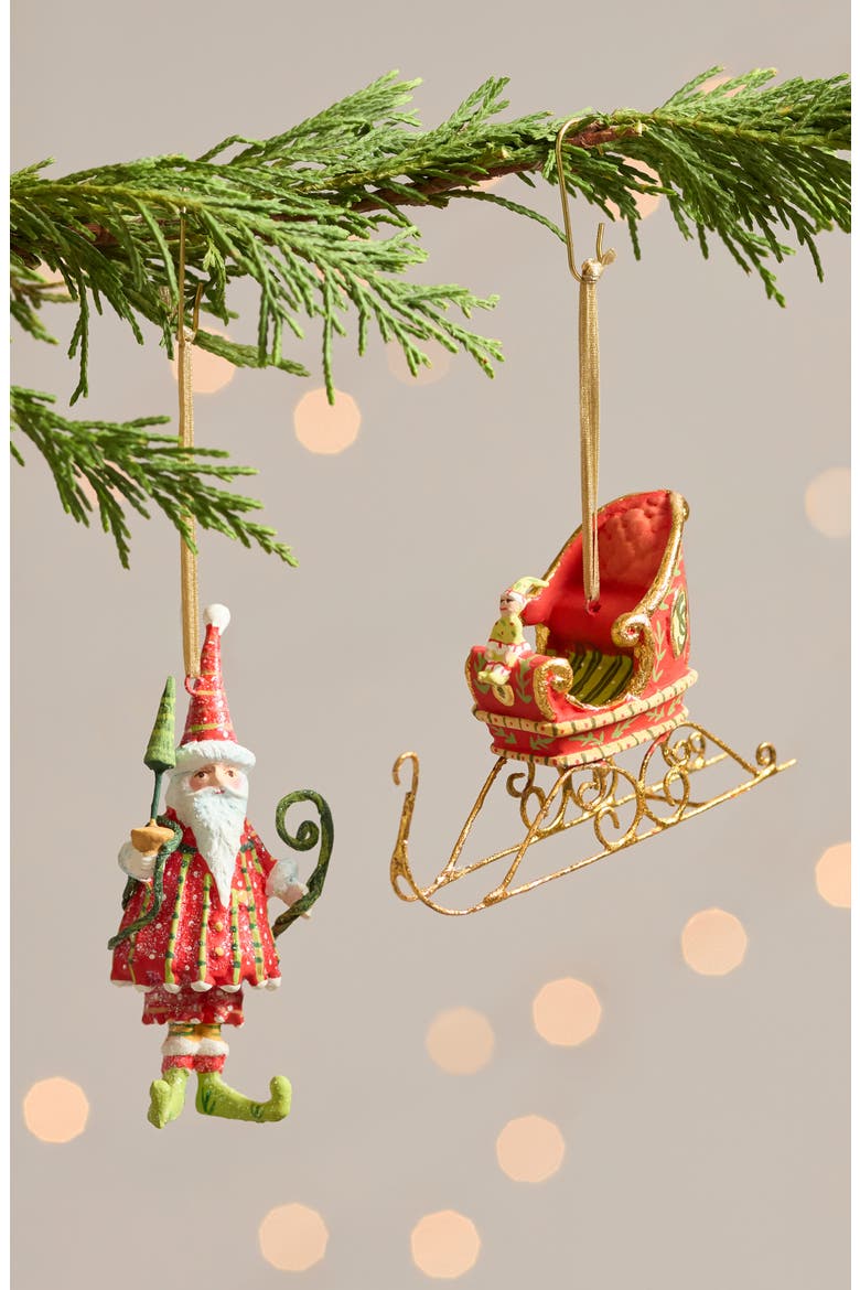 Dash Away Santa & Sleigh Christmas Ornaments, Alternate, color, RED