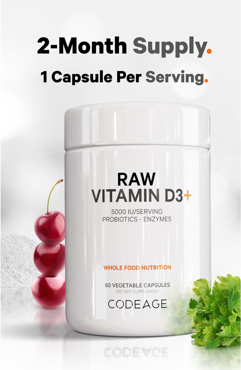 Codeage Raw Vitamin D3+ 5000 IU Supplement, Alternate, color, White