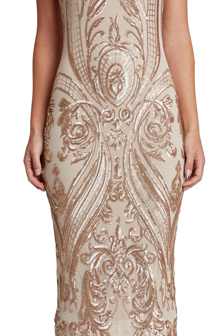Brandi Sequin Body-Con Dress, Alternate, color, CHAMPAGNE/ NUDE