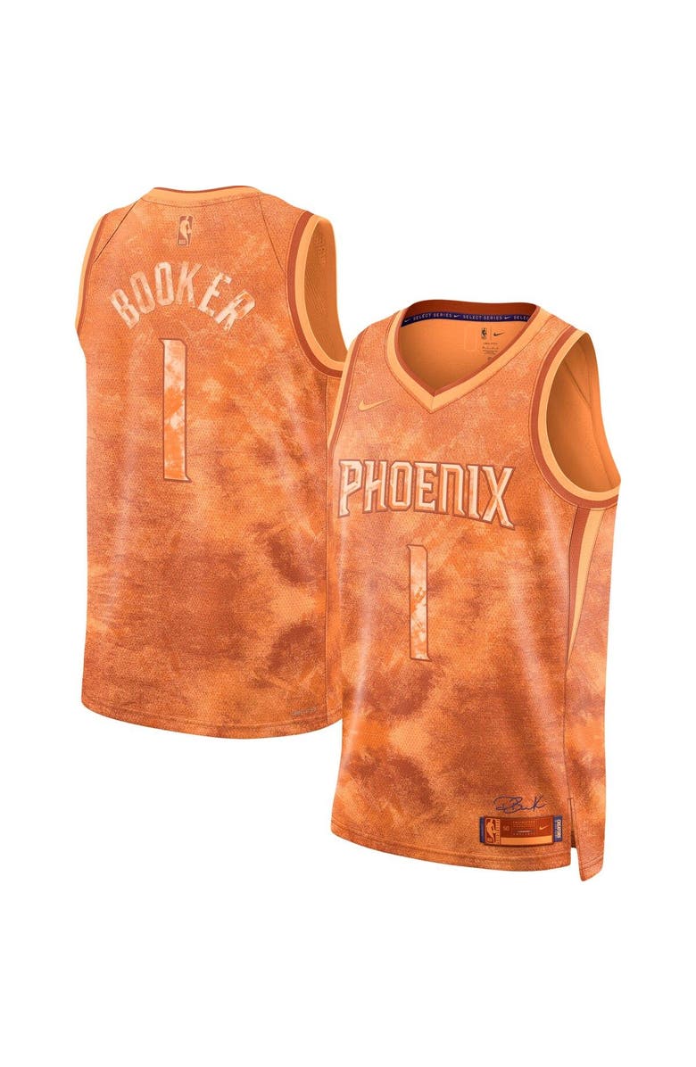 Nike Unisex Nike Devin Booker Orange Phoenix Suns Select Series Swingman Jersey, Main, color, Orange