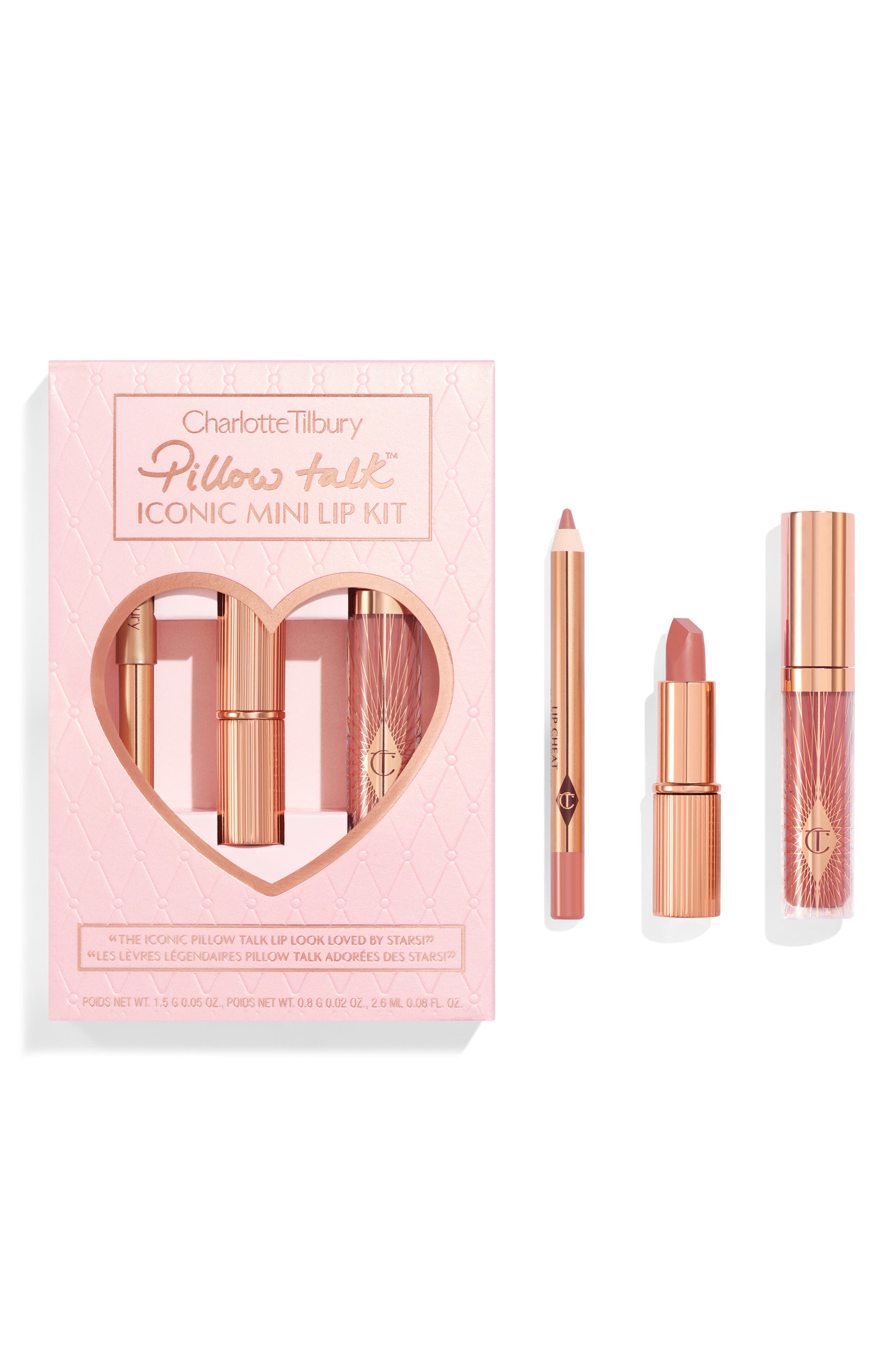 Charlotte Tilbury Pillow Talk Iconic Mini Lip Set $43 Value (Women