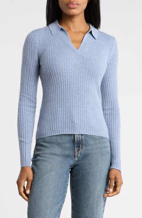 Rib Cashmere Polo Sweater