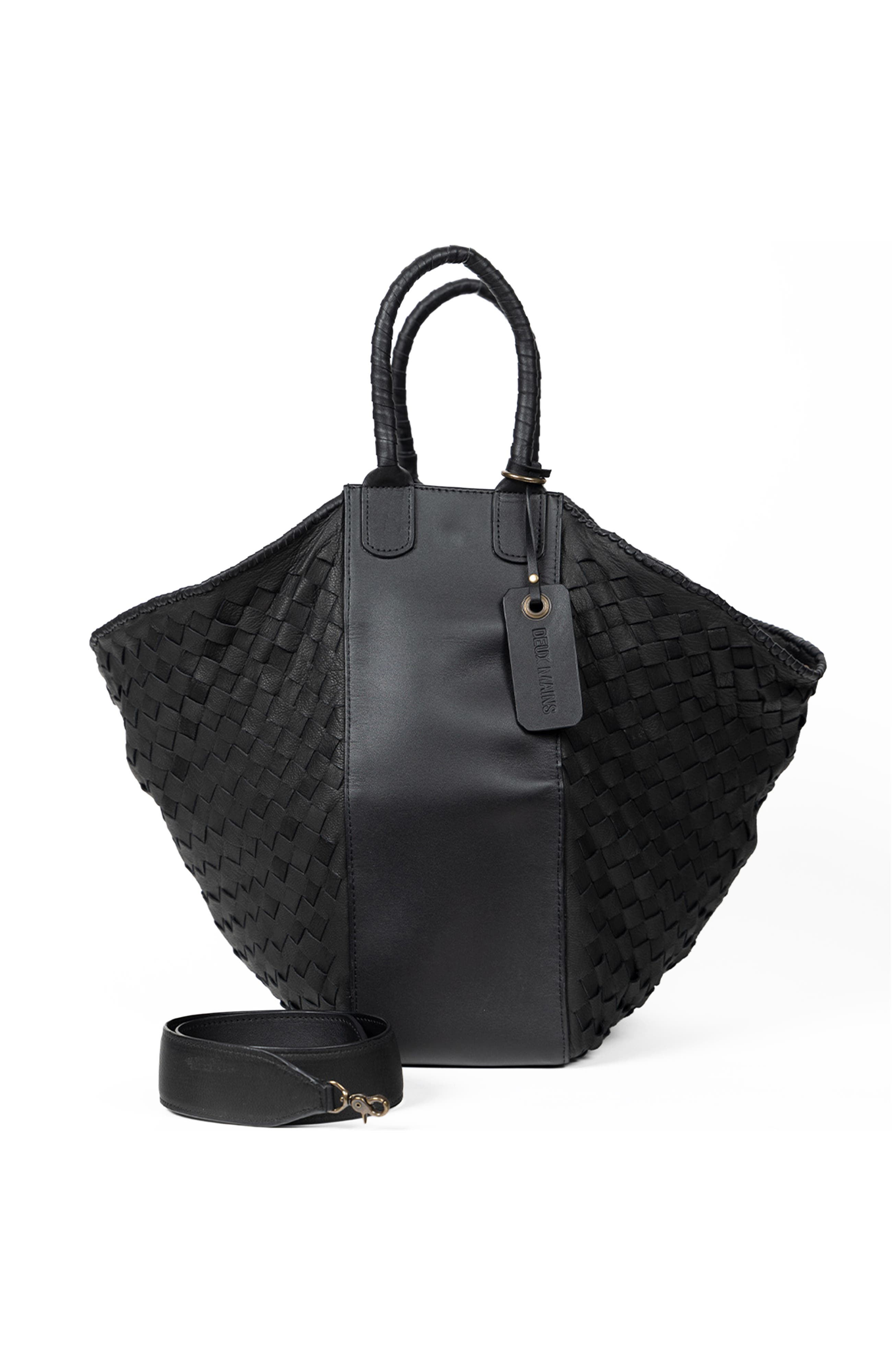 Deux Mains All Day Leather Tote, Main, color, Black