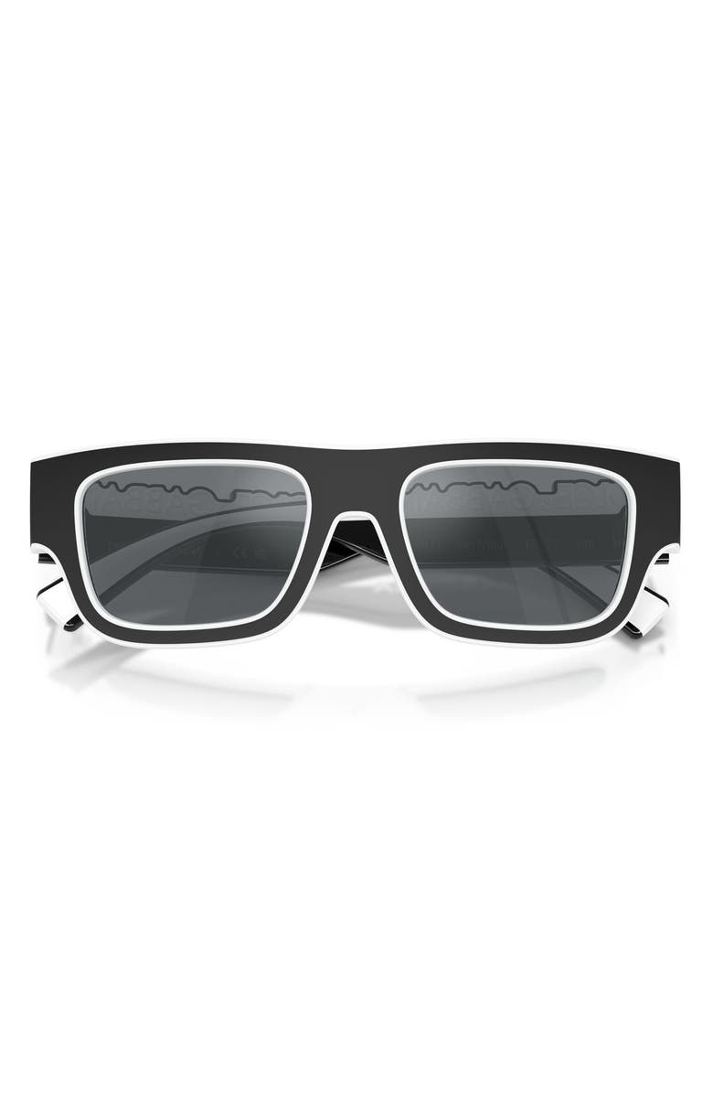 Dolce&Gabbana Kids' 47mm Small Rectangular Sunglasses, Alternate, color, Black/ White / Grey Black