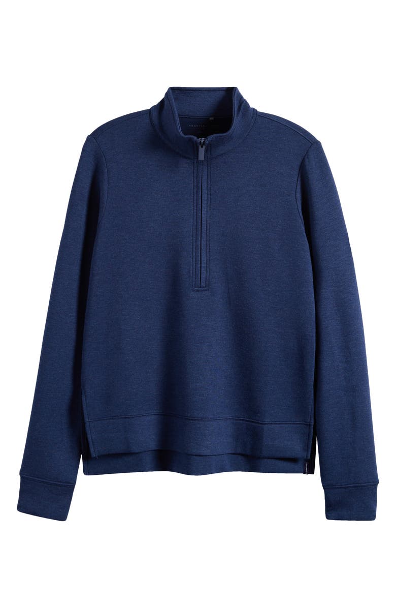 TravisMathew Shadow Mirage Half Zip Pullover, Alternate, color, Heather Navy