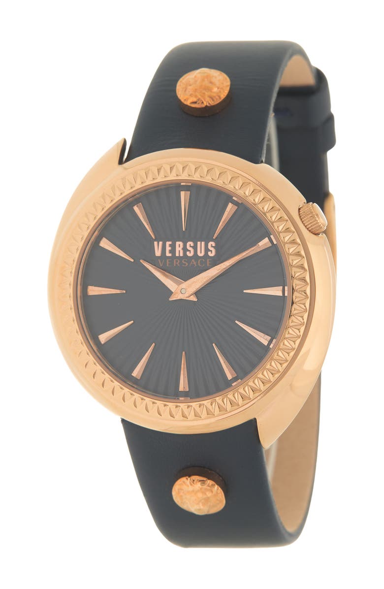 VERSUS Versace Women's Blue Dial Leather Strap Bracelet, 38mm, Main, color,