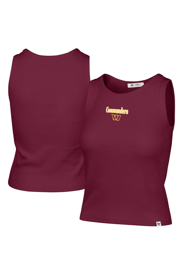 Women's '47  Burgundy Washington Commanders Cropped Straight Cut Ribbed Baby Tank Top, Main, color, Burgundy