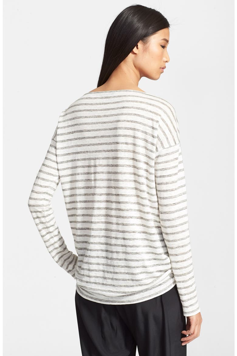 Stripe Linen Top, Alternate, color, GRAY STRIPE