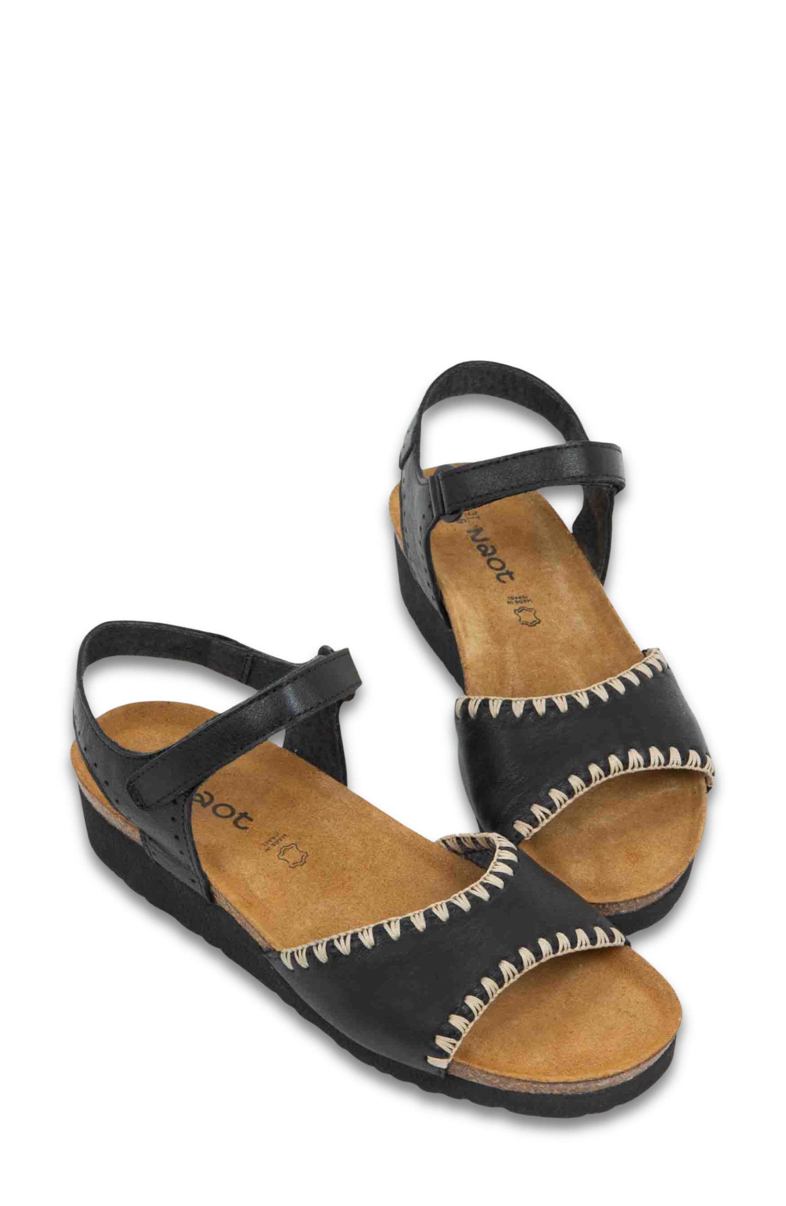 Naot Luna Sandal, Alternate, color, Black Leather