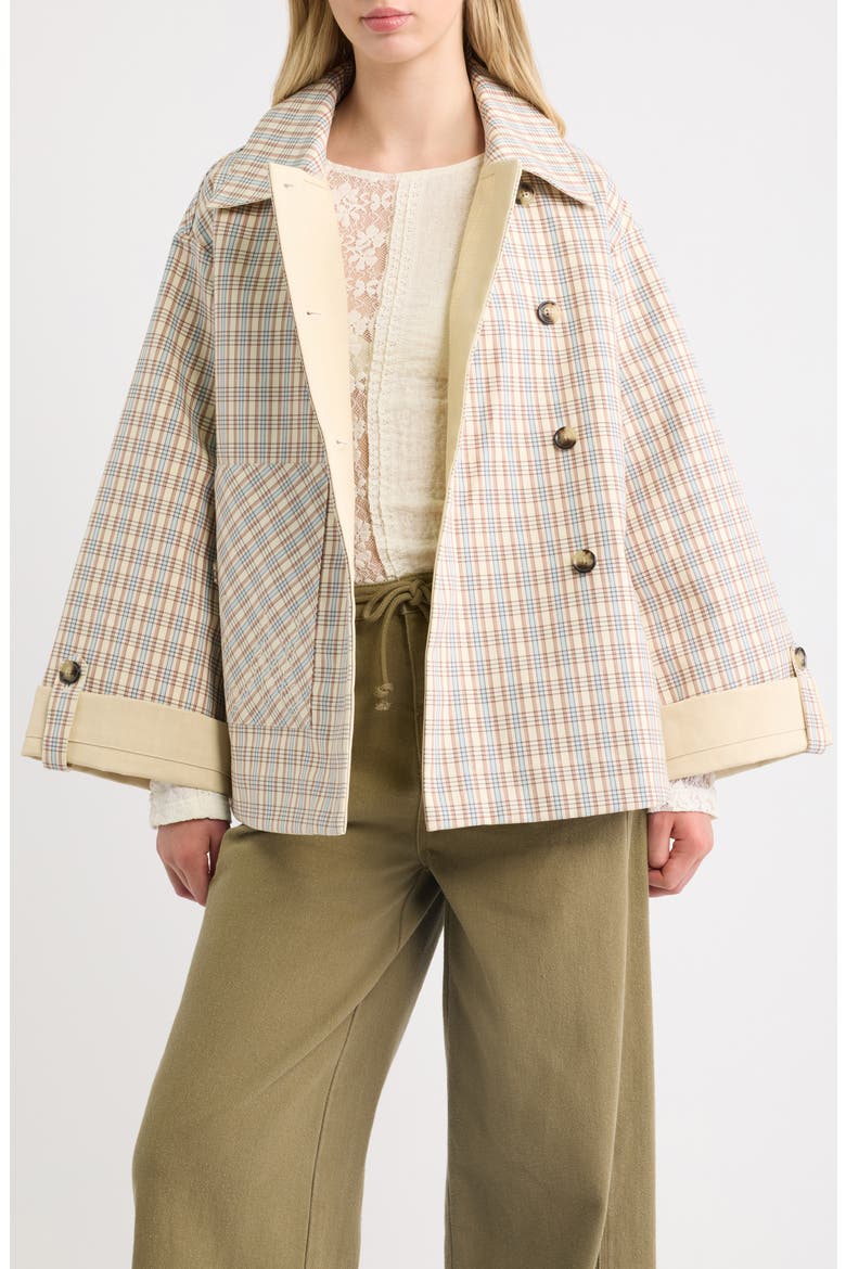 Jerry Reversible Crop Trench Coat, Alternate, color, STONE