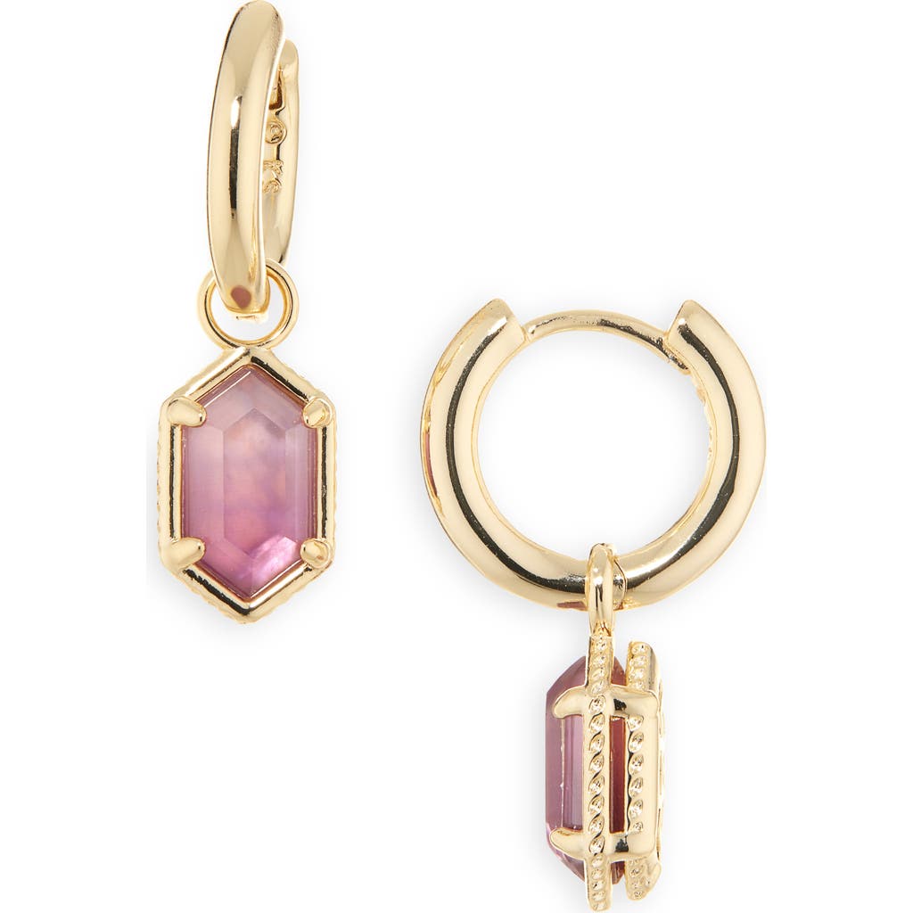 Kendra Scott Hallie Drop Hoop Earrings In Gold Purple Watercolor