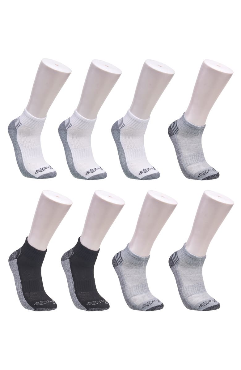 Ed Hardy Athletic Logo Half Cushion Quarter Sock 8-Pack, Main, color,