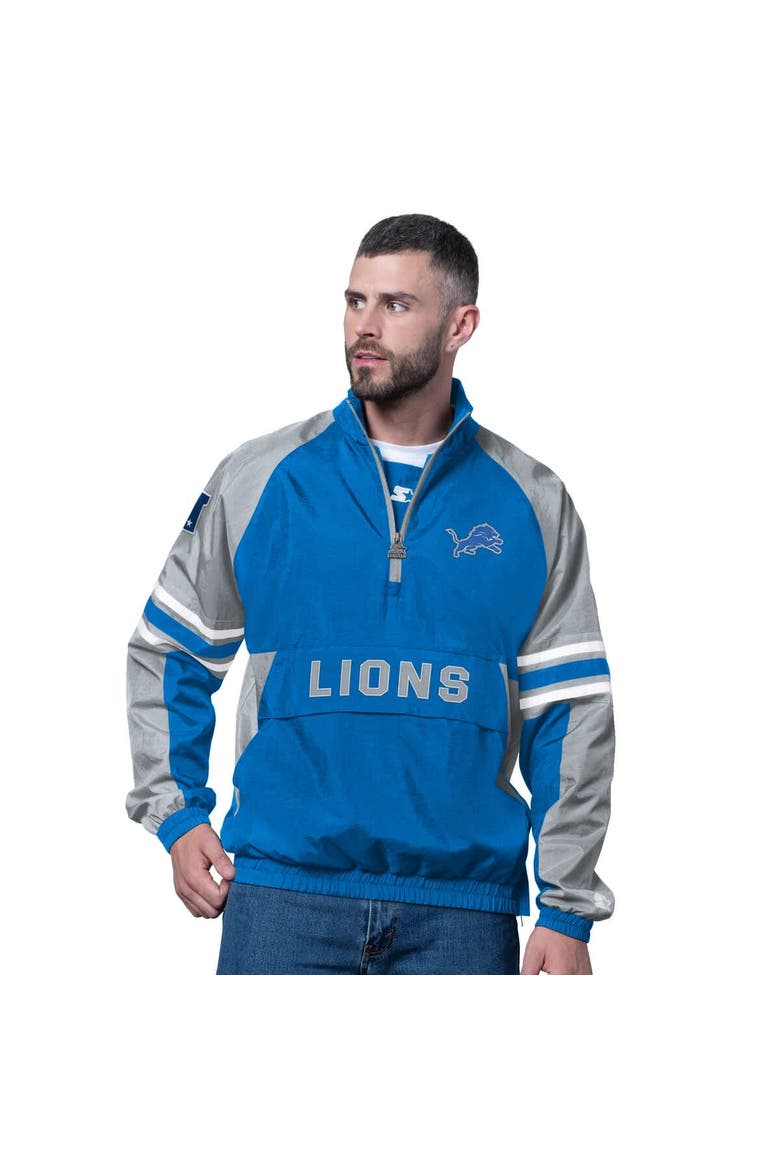Men's Starter Blue Detroit Lions Prospect Half-Zip Pullover, Main, color, Blue