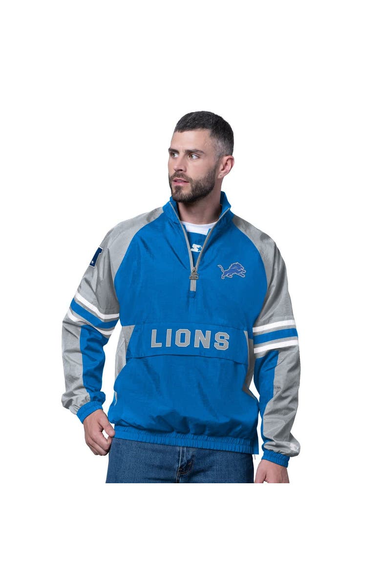 STARTER Men's Starter Blue Detroit Lions Prospect Half-Zip Pullover, Main, color, Blue