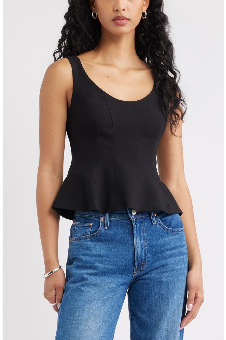 The Icon Peplum Top, Main, color, BLACK