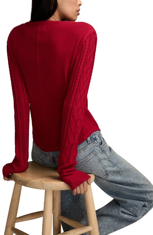 Lucky Brand Waffle Stitch Henley In Red