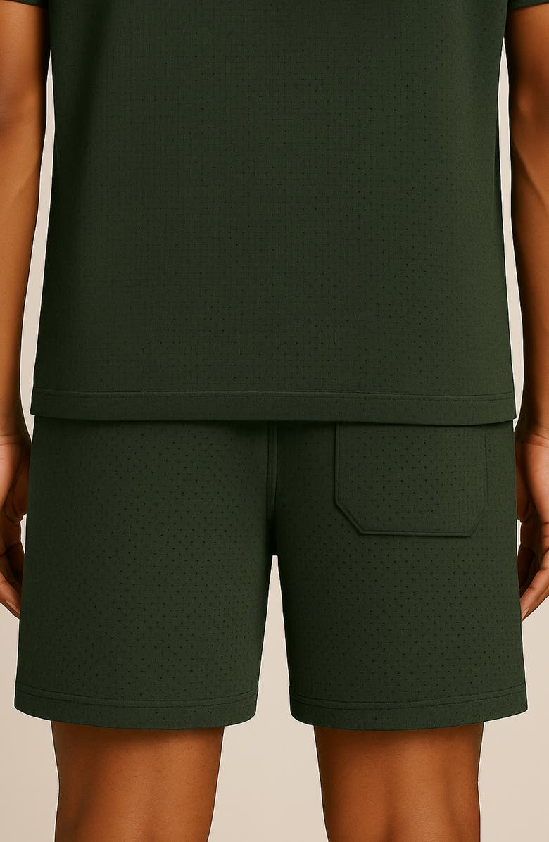 D.RT Perforated Cotton Drawstring Shorts, Alternate, color, Green