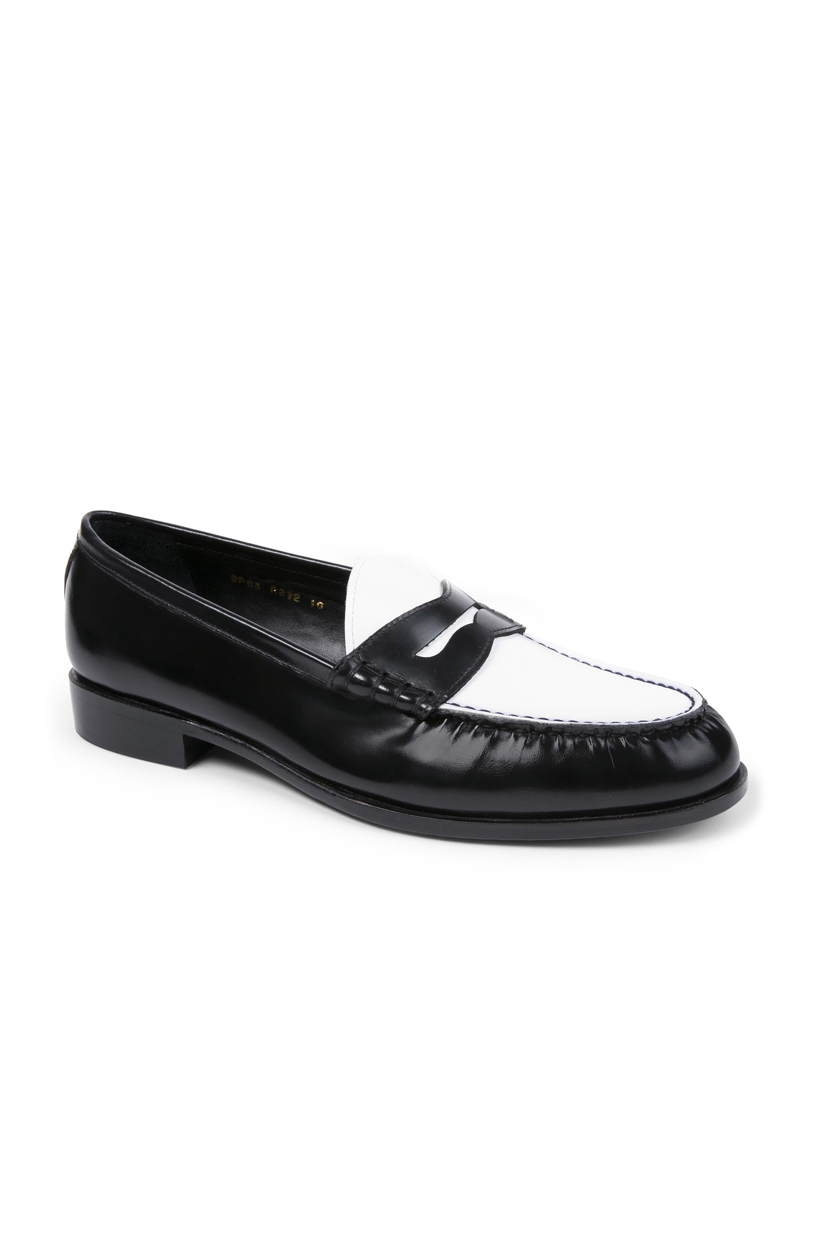 Anthony Veer Como Penny Loafer, Main, color, Black White