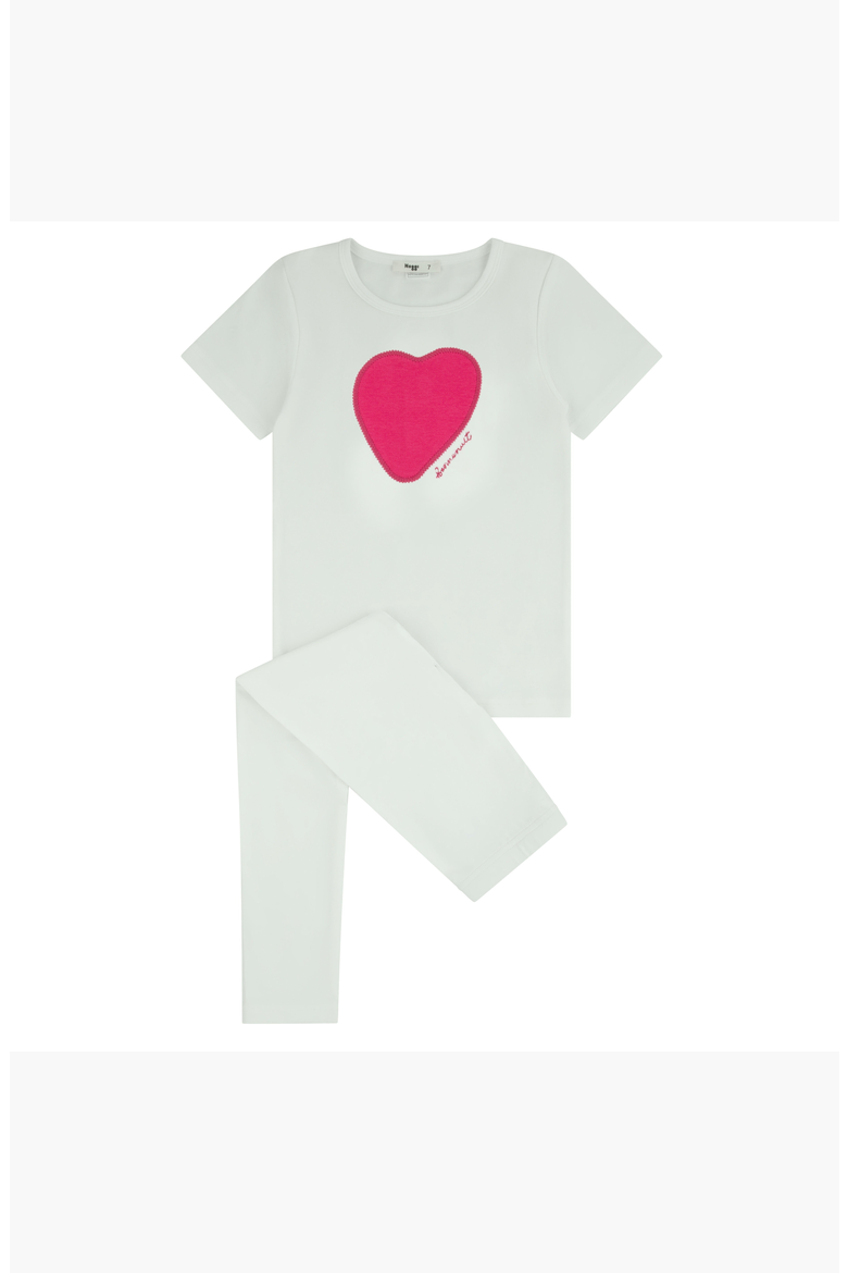 Short Sleeve Heart Star Loungewear Set, Main, color, Ivory Fuchsia Heart