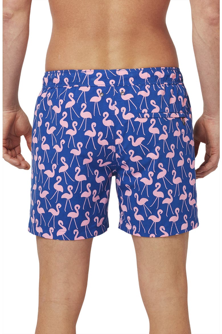 Flamingo Print Swim Trunks, Alternate, color, ROSE/ BLUE