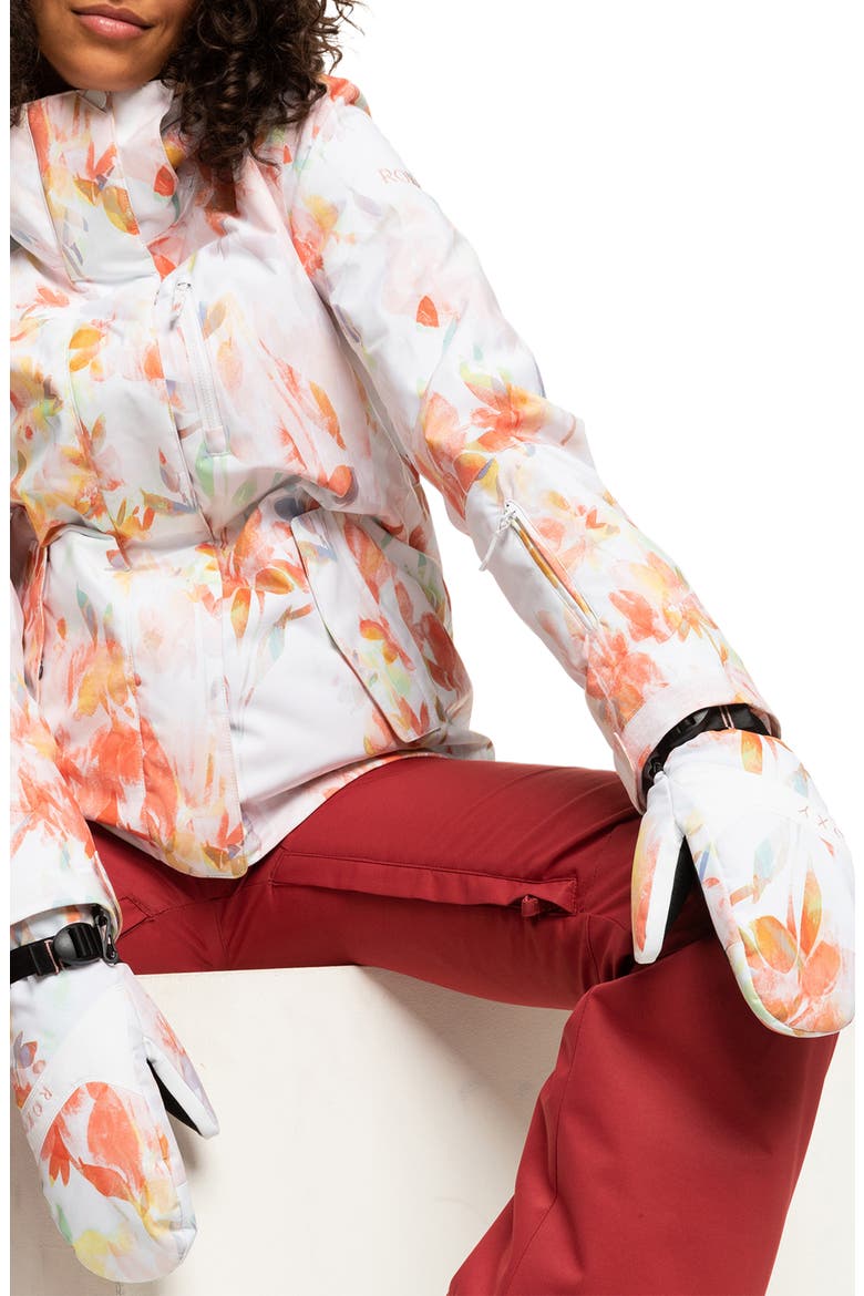 Jetty Floral Print Mittens, Alternate, color, BRIGHT WHITE TENDERNESS