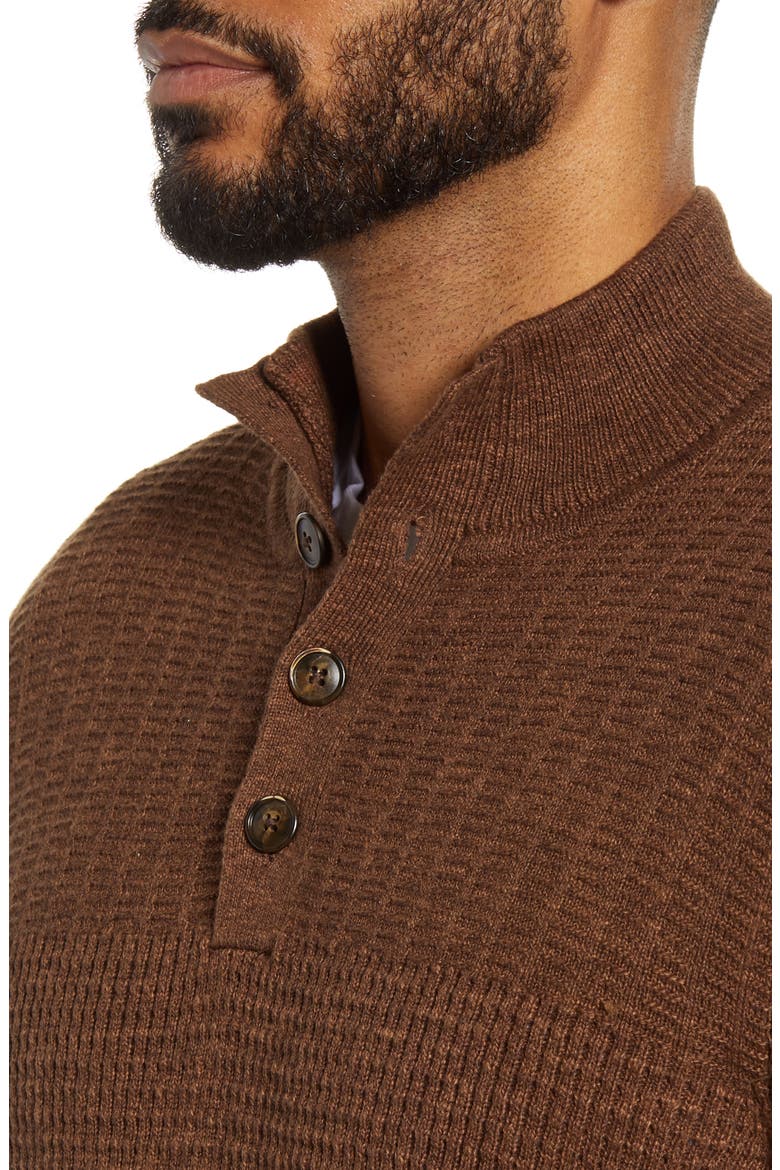 Mock Neck Henley Sweater, Alternate, color, TOBACCO WRAP