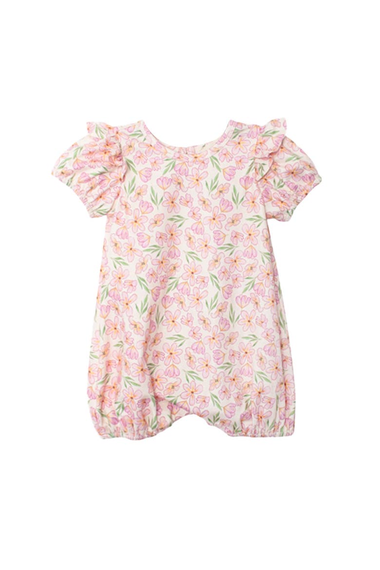 Wild Savanna Short Gathered Sleeve Romper, Main, color, Pink