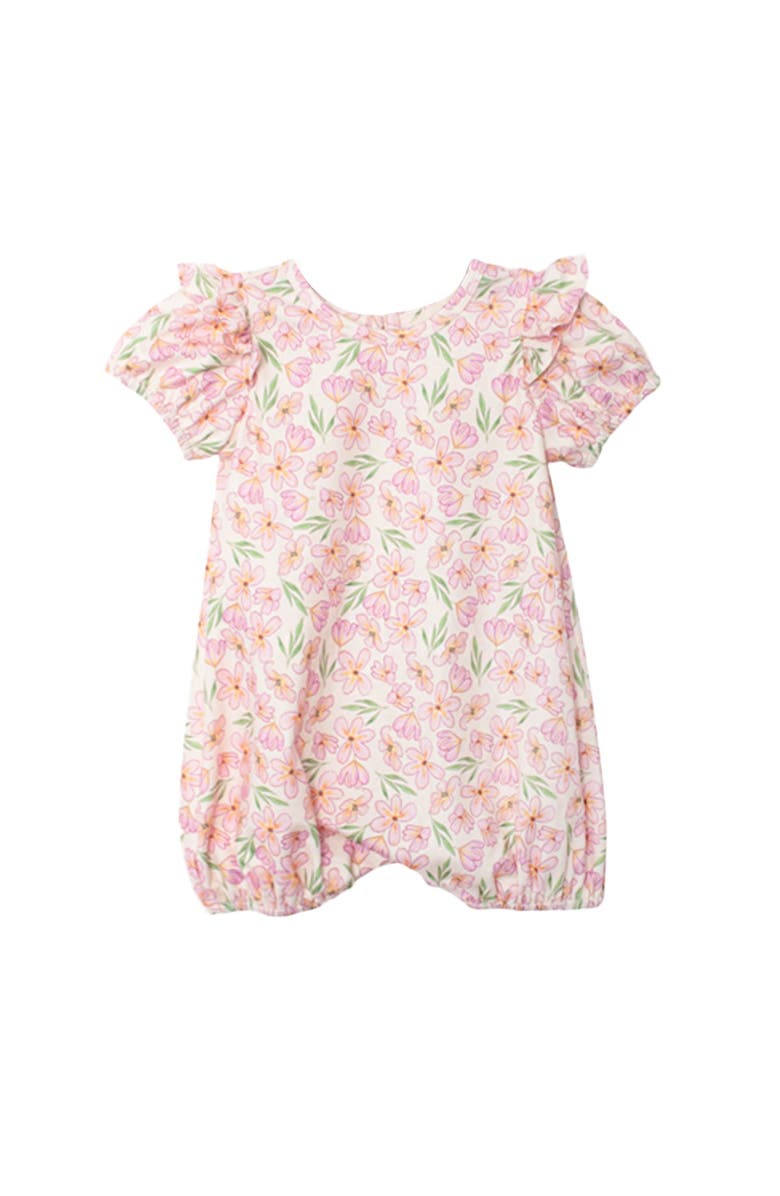 Mabel + Honey Wild Savanna Short Gathered Sleeve Romper, Main, color, Pink
