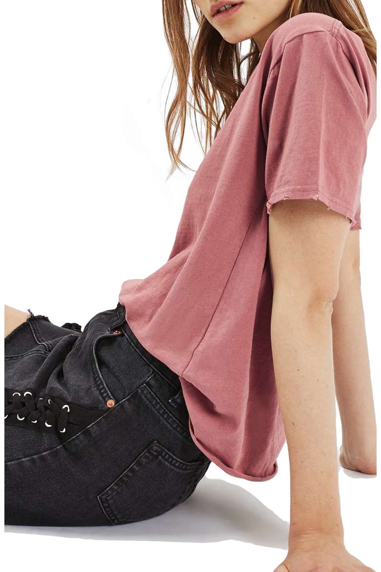Distressed Edge Tee, Alternate, color, ROSE