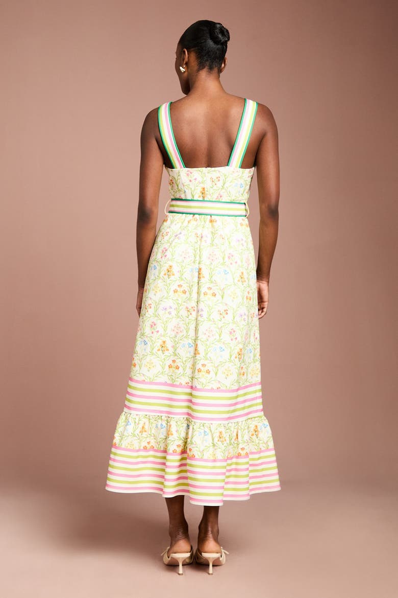 Printed Ruffle Midi Dress, Alternate, color, Ivory