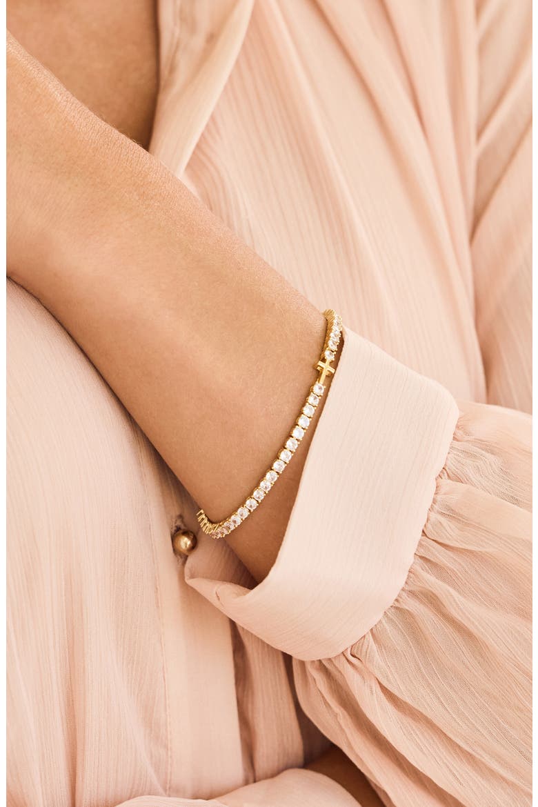 Coco Cross Tennis Bracelet, Alternate, color, GOLD