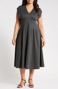 Nordstrom Seamed Ponte V-Neck Dress