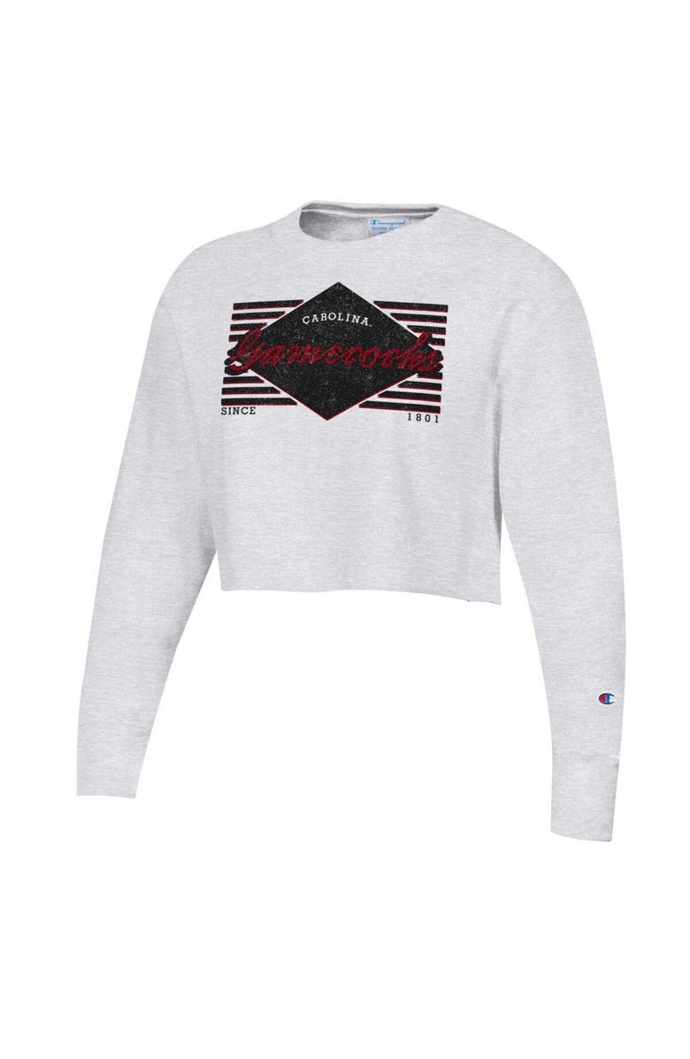 Champion Women's Champion Heather Gray South Carolina Gamecocks Reverse Weave Cropped Pullover Sweatshirt, Alternate, color, 