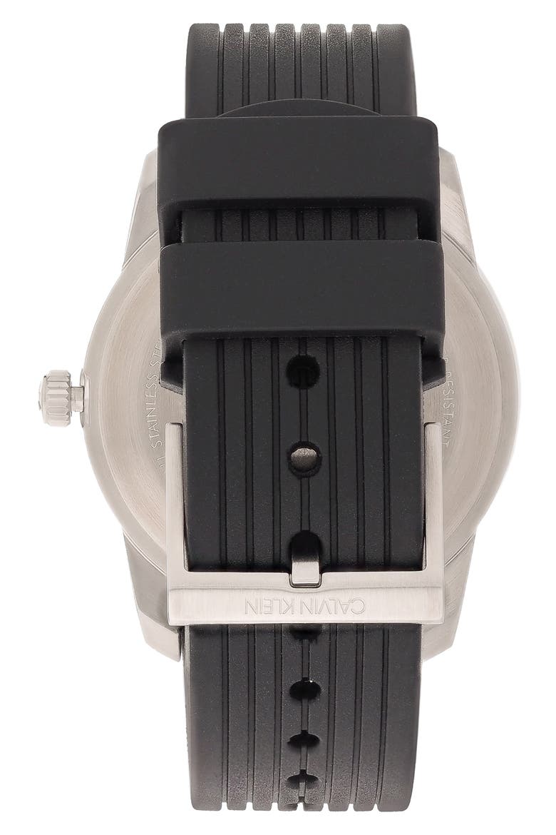 Evidence Silicone Band Watch, 42mm, Alternate, color, BLACK/ SILVER